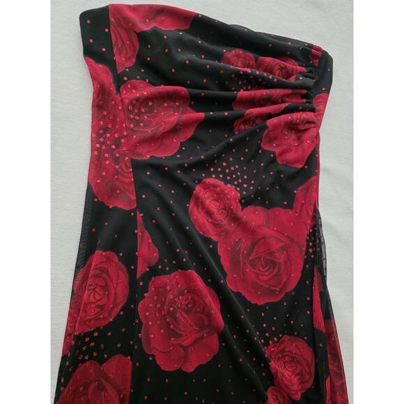 VTG Byer Too Dress 90s Y2K Floral Maxi Sheer Glam Goth Fairy Whismigoth USA Rose - Picture 7 of 14